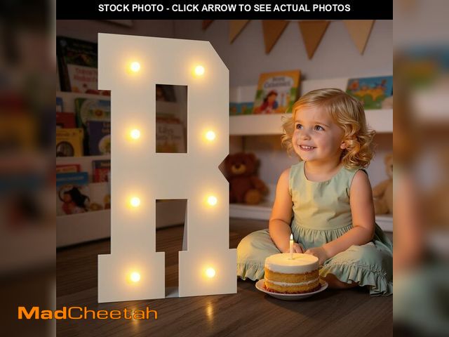 Lot 74-14263604 - 2FT Light up Letters, Large Marquee Letters R, 2 Feet Tall Big Sign R with Warm White Light for Birt...