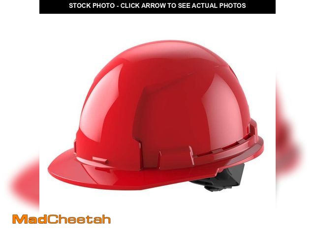 Lot 74-14362115 - Milwaukee BOLT Red Type 1 Class E Front Brim Non-Vented Hard Hat with 4 Point Ratcheting Suspension ...