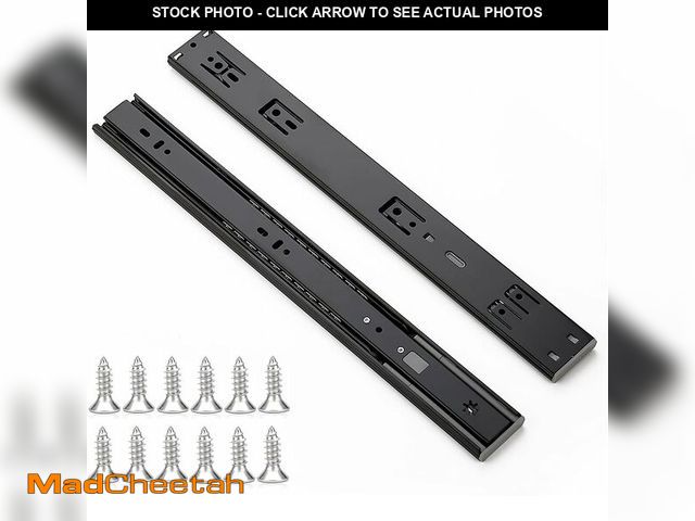 Lot 74-13698301 - Ravinte 16 Inch Soft Close Drawer Slides 10 Pairs 20 Pack Black Full Extension Ball Bearing Drawer G...