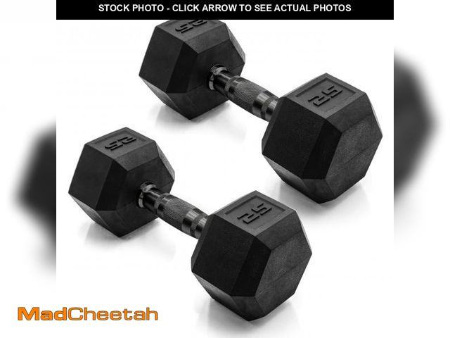Lot 74-12156649 - *SEE DETAILS* CAP Barbell 25 LB Coated Hex Dumbbell Weight Pair with Black Handle  *SEE DETAILS*  - ...