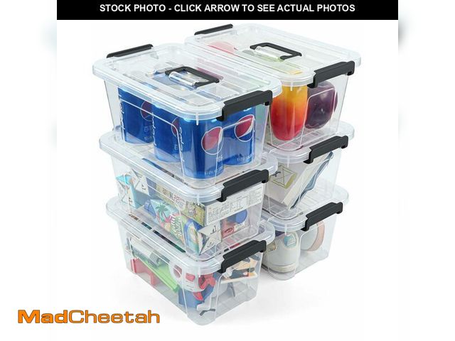 Lot 74-14429927 - NUMIFUN 7Qt Clear Plastic Storage Bins with Lids,Transparent Design,6 Pack - UNUSED
