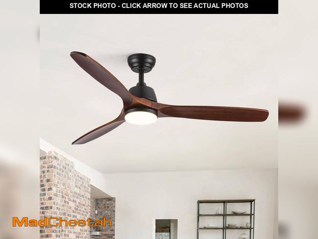 Lot 74-14242013 - YUHAO Farmhouse 52 in. Integrated LED Indoor Matte Black Ceiling Fan with Remote Control, DC Motor a...