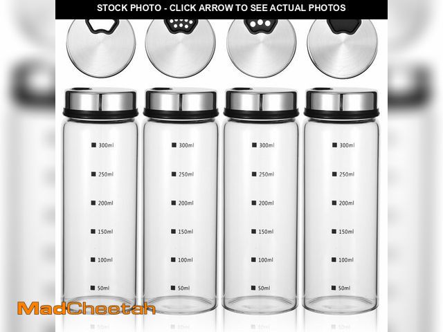 Lot 74-14154672 - Wanmu 4Pcs Salt Pepper Shakers with Adjustable Outlet Holes, 10 oz Clear Glass Shaker Bottles, Salt ...