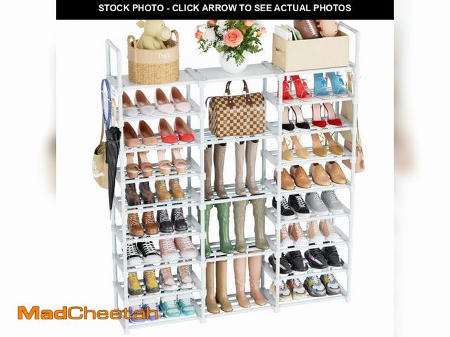 Lot 74-12309917 - Mavivegue 9 Tiers Shoe Rack Tall Shoe Organizer Shoe Storage 50-55 Pairs Vertical Shoe Shelf Large S...