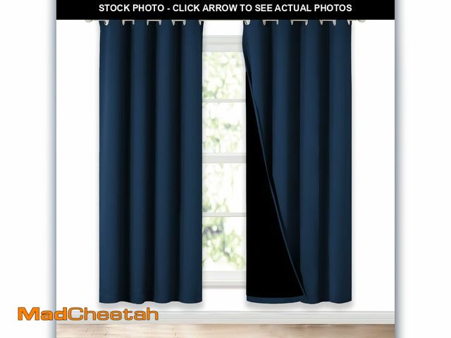 Lot 74-14429824 - NICETOWN Moroccan Blue Full Shade Curtain Panels, Pair of Energy Smart &amp; Noise Blocking Out Blac...