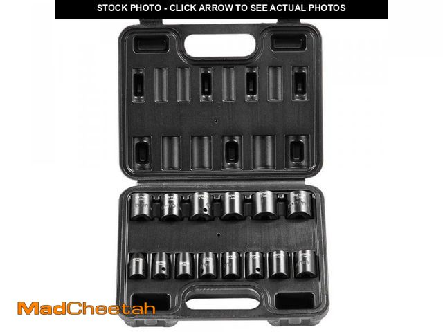 Lot 74-12463954 - SKYSHALO 3/8 in. Impact Sockets Set 6-Point Drive Bit Ratchet Tool Kit Case (14-Piece) - UNUSED