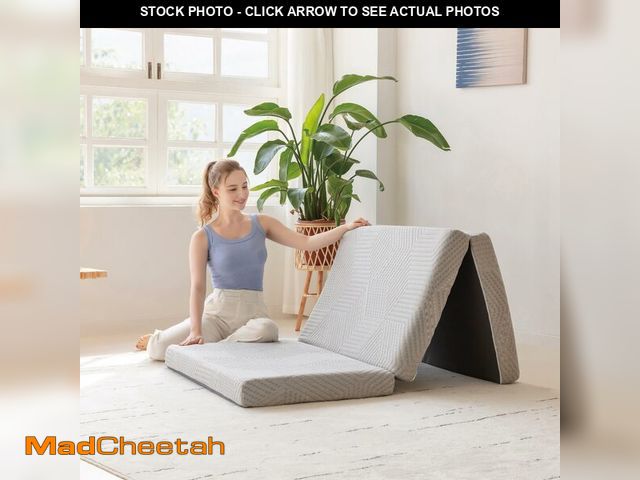 Lot 74-13786923 - MLILY Tri-Fold Memory Foam Mattress Topper, 4 inch Twin XL Folding Mattress with Collapsible and Was...