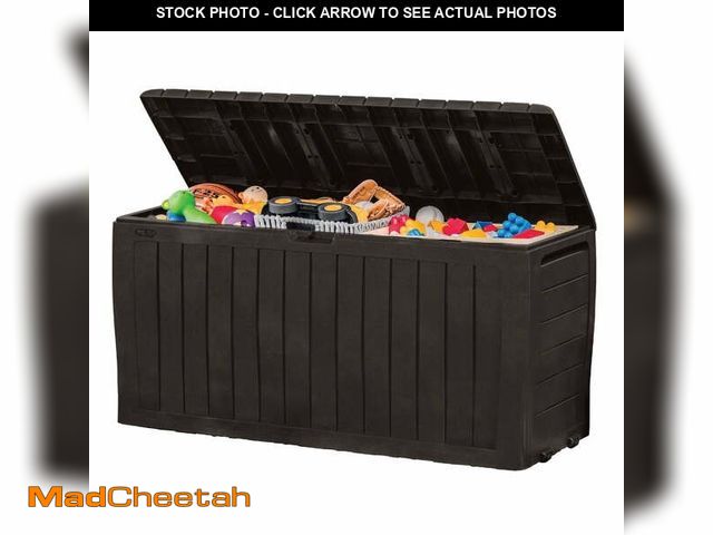 Lot 74-12862604 - Keter Marvel 71 Gallon Durable Resin Outdoor Deck Box Storage Organization, Brown - UNUSED
