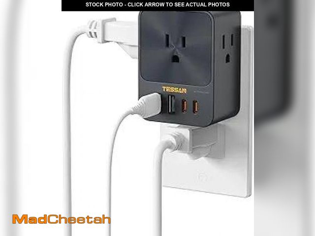 Lot 74-12127591 - 30W Wall Charger, TESSAN Fast Charging Multi Plug Adapter with 3 Outlet Extender Surge Protector, Mu...