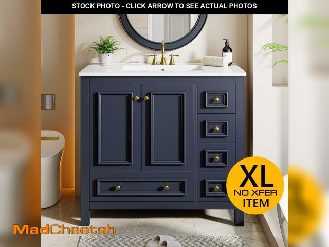 Lot 74-13636953 - Tribesigns Modern Bathroom Vanity with Sink, Freestanding Bathroom Vanities Cabinet with Ceramic Bas...