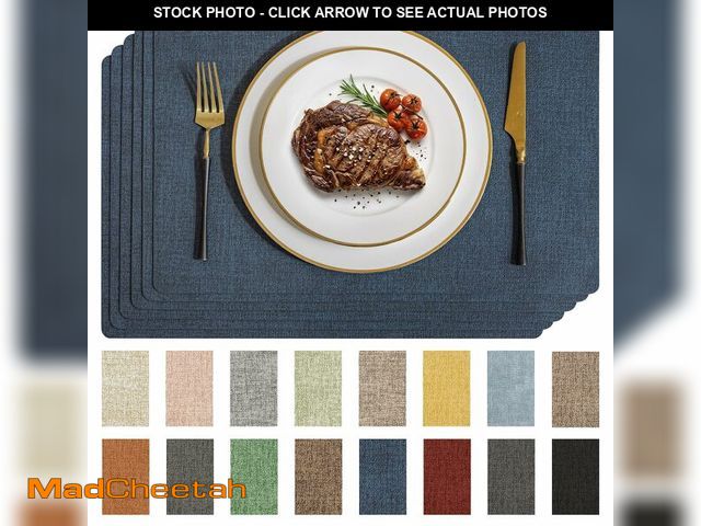 Lot 74-14431330 - Romanstile Vinyl Placemats Set of 6-12 X 17 Inch - Faux Leather 100% Waterproof Wipeable Anti Slip P...