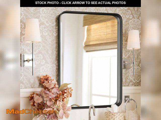 Lot 74-14068005 - DUMOS Black Metal Bathroom Mirrors for Over Sink, 30x21 Inch Wall Mounted Vanity for Restroom, Farmh...