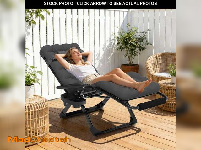 Lot 74-14254664 - SEEUTEK Zero Gravity Lounge Chair-Foldable Alloy Steel Recliner with Adjustable Headrest with Dark G...