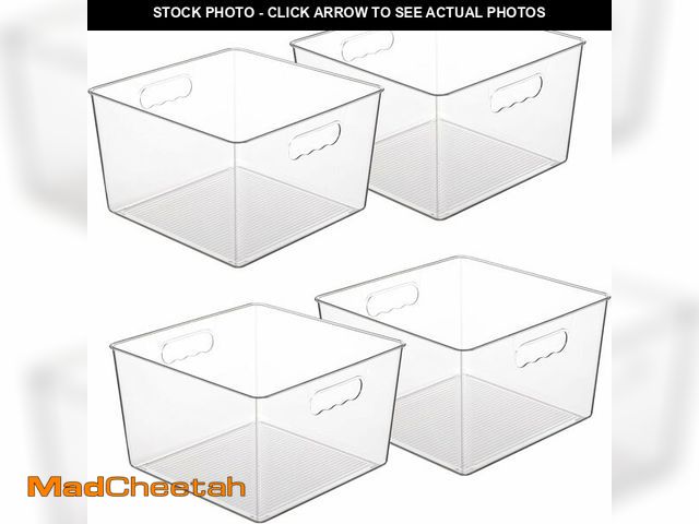 Lot 74-14599634 - Vtopmart 4 Pack Extra Large Clear Plastic Storage Bins,11x11 Cube Acrylic Organizer Square Container...
