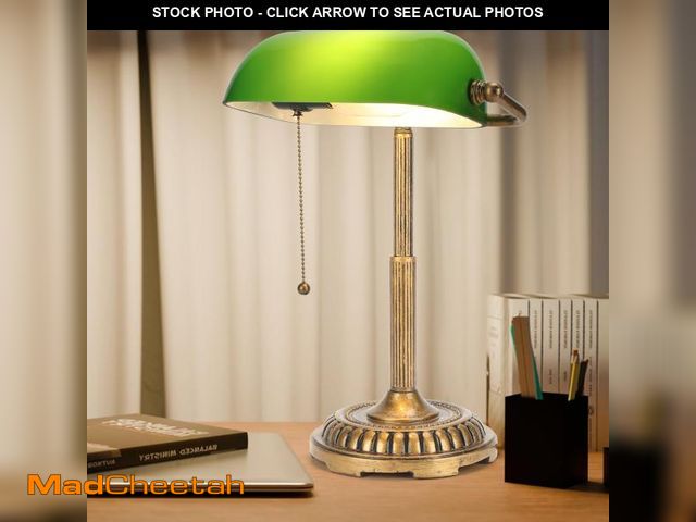 Lot 74-12219011 - NISSAFORS Bankers Lamp, Green Desk Lamp with Pull Switch, Vintage Table Lamps for Home Office, Libra...