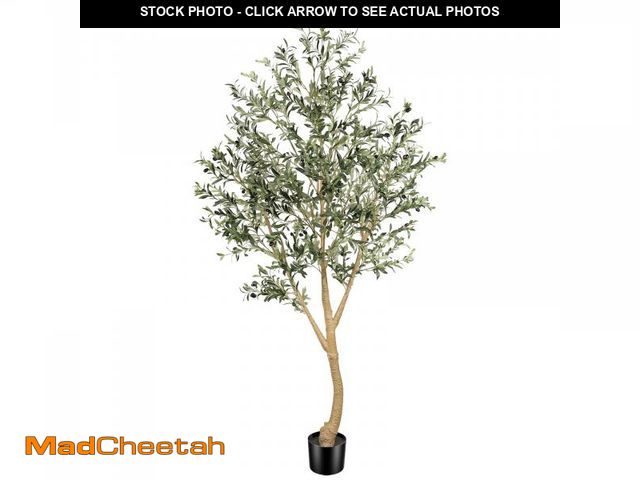 Lot 74-12370663 - Realead 8ft Faux Olive Tree, Large Realistic Olive Trees Artificial Indoor, Tall Fake Olive Tree wit...