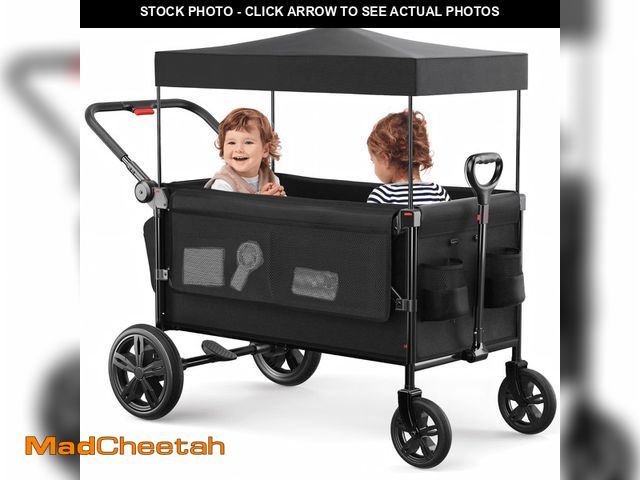 Lot 74-12646785 - SACVON All-Terrain Stroller Wagon for Toddlers with Canopy, Parent Organizer, Adjustable Handlebar, ...