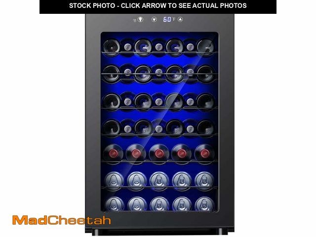 Lot 74-14355181 - (BACK CORNER IS DENTED) Simzlife 45 Bottles Wine Cooler Refrigerator,Built-in Wine Fridge with Stain...