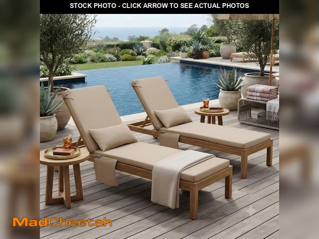 Lot 74-14242896 - Crestlive Products 2-Piece Outdoor Chaise Lounge Cushions in Beige 72 in. x 21 in. x 2.8 in. Patio L...