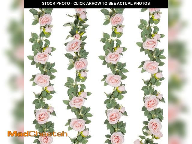 Lot 74-14065287 - TELDRASSIL 4Pcs(26 FT) Artificial Rose Vine Fake Flower Garland Fake Silk Rose Hanging Vine for Wedd...