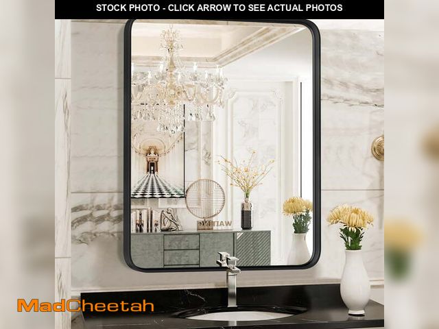 Lot 74-13816823 - EDX Bathroom Mirror 36"x 24" Wall Mirror with Rectangular Metal Frame, Black - UNUSED