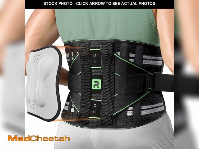 Lot 74-14212856 - Rakiie Lumbar Back Brace with Removable 3D Pad, Adjustable Lower Back Pain Relief Support for Men an...