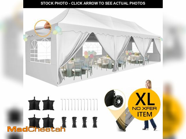 Lot 74-12614861 - HOTEEL 10x30 Pop Up Canopy with 8 Sidewalls, UV 50+ and Waterproof Party Tent 10Ãâ30, Thickened F...