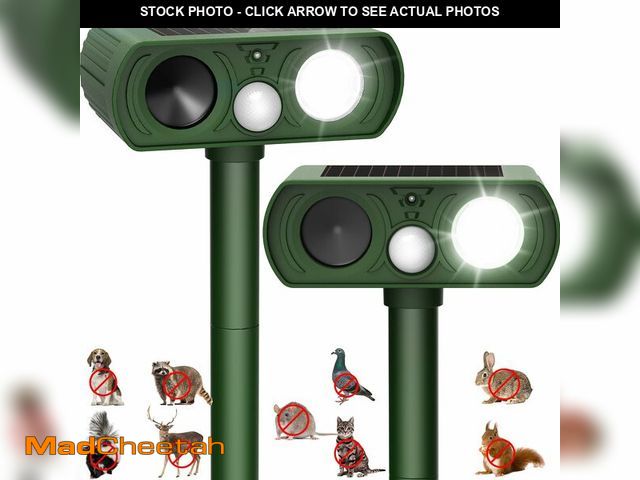 Lot 74-12708398 - 2PACK Solar Ultrasonic Animal Repellent Outdoor, Deer Repellent Devices Squirrel Cat Raccoon Rabbit ...