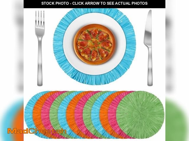 Lot 74-14147425 - FoldTier 12 Pcs Hawaii Placemats Round Straw Colorful Paper Fiesta Party Decorations Summer Mexican ...