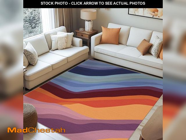 Lot 74-12487654 - Pentantan Rainbow Line-Inspired Area Rug, 8'x10' Colorful Machine Washable Carpet, Perfect for Livin...