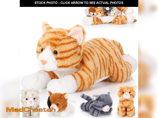 Lot 74-11556673 - Skylety 5 Pieces Cat Stuffed Animal with Babies Inside Belly Pregnant Cat Plush Mommy Kitty with 4 C...