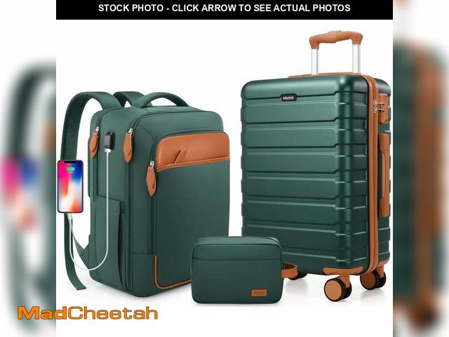 Lot 74-12667215 - (MISSING SMALL BAG) MIUSSE Carry on Luggage Set 3 Piece Hard Shell Luggage Sets with Spinner Wheels ...