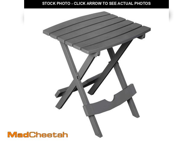 Lot 74-14115293 - Adams Quik-Fold 20 in. Resin Charcoal Square Patio Side Table - UNUSED