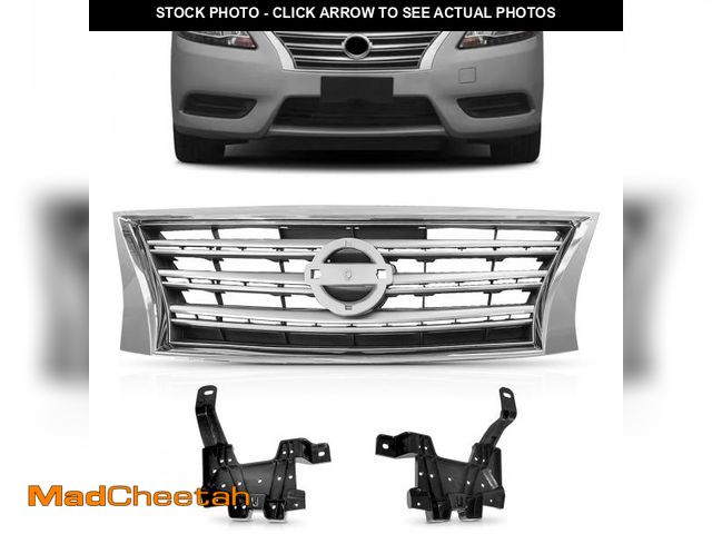 Lot 74-12232541 - (MISSING 2 BRACKETS) PartsFlow Front Bumper Grille Upper Grill Chrome Shell Black Insert For 2013 20...