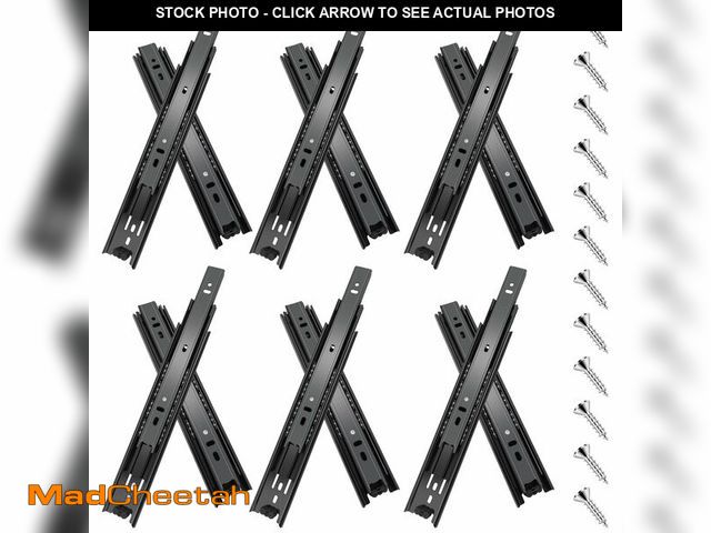 Lot 74-14272719 - Sulawskys 10 Inch Drawer Slides, 6 Pairs (12 Pcs) Full Extension Ball Bearing Rails, Side Mount Heav...