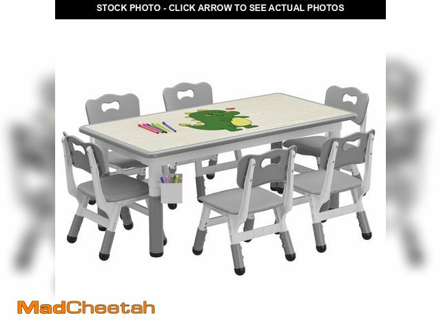 Lot 74-12787134 - Kids Study Table and Chairs Set with Storage, Height Adjustable Toddler Table &amp; Chair Set for Ki...