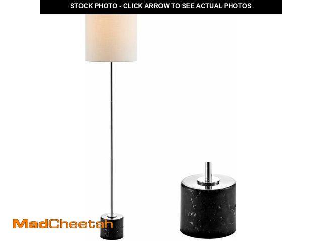 Lot 74-13733811 - JONATHAN Y 60.5" Chrome and Black Marble LED Floor Lamp, Modern Metal Standing Light for Living Room...