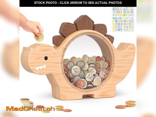 Lot 74-12052416 - Summidate Wooden Dinosaur Piggy Bank for Kids Boys, Cute Wood Dino Money Bank for Toddlers, Creative...