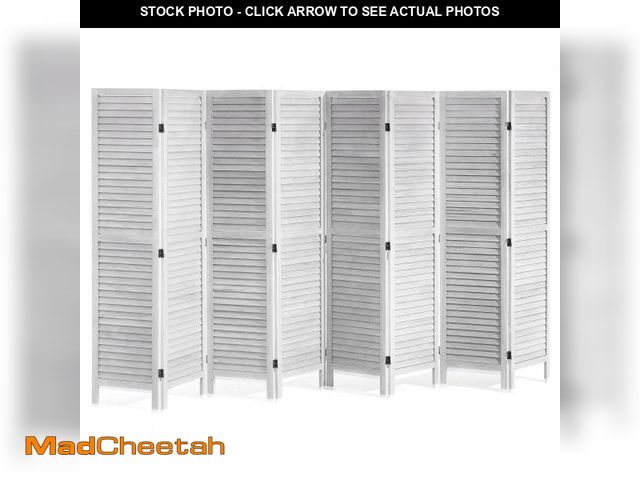Lot 74-12488771 - VEVOR Wood Room Divider, 8 Panel Wood Folding Privacy Screen, 66.9 Inches Tall Indoor Louvered Woode...