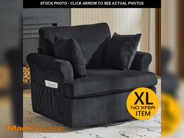 Lot 74-13146444 - Ktaxon Swivel Accent Chair, 360-Degree Rotation Reading Chair, Corduroy Fabric Sofa with Armrest Poc...