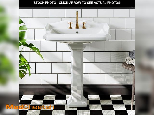 Lot 74-13288303 - Hanikes 23 in. White Vitreous China Rectangular Pedestal Bathroom Sink With Overflow - UNUSED