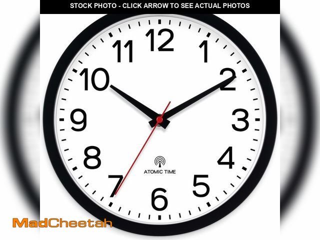 Lot 74-12697964 - AKCISOT Atomic 14 Inch Wall Clock Analog Clocks for Indoor Kitchen, Battery Operated Clock for Bedro...