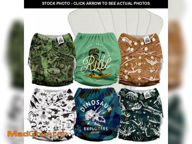 Lot 74-11553256 - Mama Koala 3.0 Pocket Cloth Diapers for Babies with AWJ Lining, 6 Pack with 6 5-Layer Natural Cloth ...