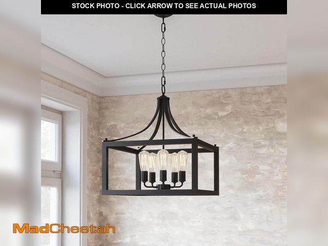 Lot 74-13226004 - Hampton Bay Boswell Quarter 20 in. 5-Light Distressed Black Farmhouse Pendant for Kitchen or Entrywa...
