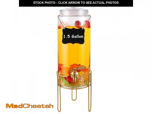 Lot 74-11545002 - 1.5 Gallon Drink dispenser, Glass Beverage Dispenser With Stand, Drink Dispensers for Parties With S...