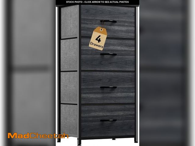 Lot 74-12399712 - DWVO 4 Drawers Dresser, Dresser for Bedroom, Fabric Storage Tower, Chest of Drawers, Organizer Unit ...