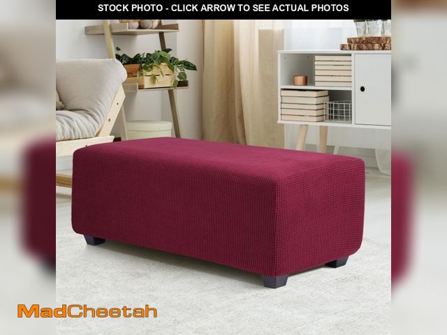 Lot 74-3568400 - Arlmont &amp; Co. Linen Box Cushion Ottoman Slipcover Red BWBD1002 - UNUSED