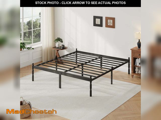 Lot 74-14608381 - QFTIME 18" Queen Metal Platform Bed Frame with Anti-Slip Stoppers, Heavy Duty Mattress Foundation - ...