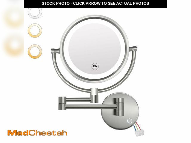 Lot 74-12960929 - GURUN Wall Mounted Hardwired Makeup Mirror with 3 Dimmable LED Lights 10x Magnifying Mirror for Bath...