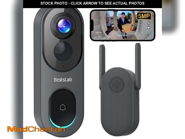 Lot 74-12433883 - BOTSLAB 5MP Wireless Video Doorbell Camera, No Monthly Fee, 5GHz WiFi, 180ÃÂ° Head-to-Toe View, AI ...